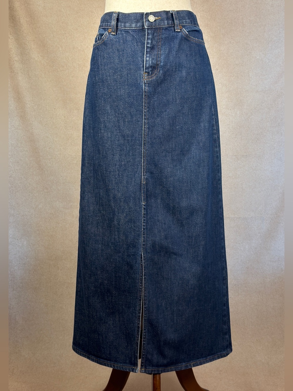High Waist Dark Blue Jean Skirt